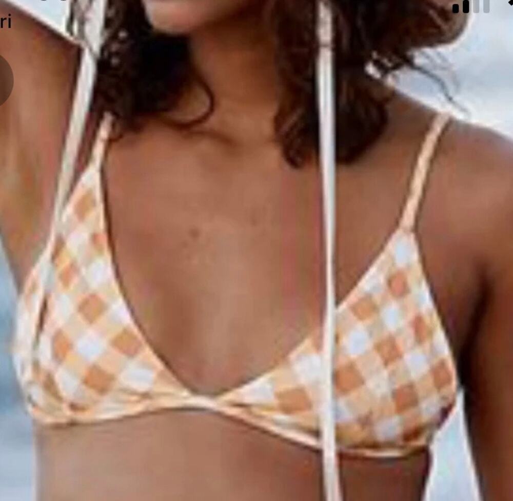 Toast Swim Gingham Plaid  Bikini Top L NWT